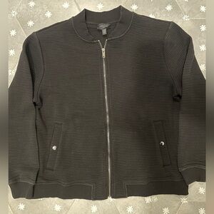 Men’s Magaschoni Ribbed Black Bomber Jacket large